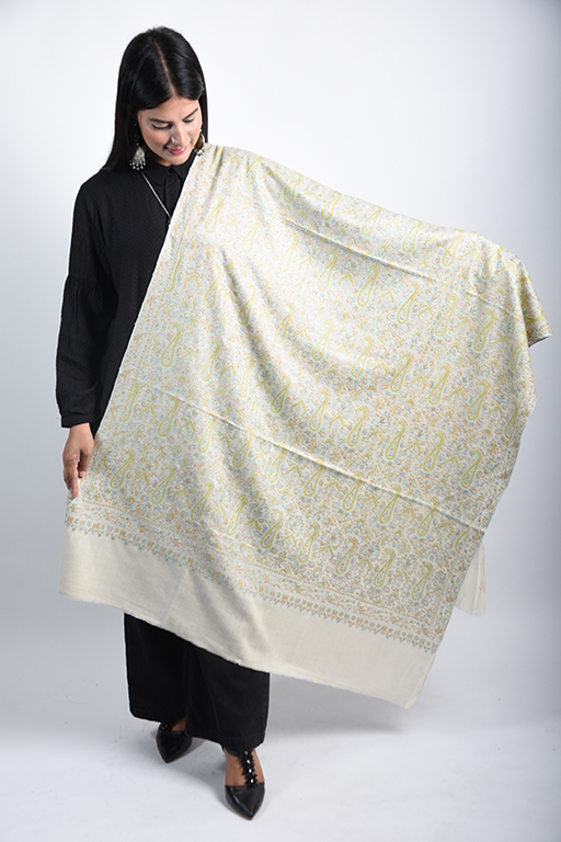 Pure Pashmina Sozni Embroidered Jamawar - Image 4